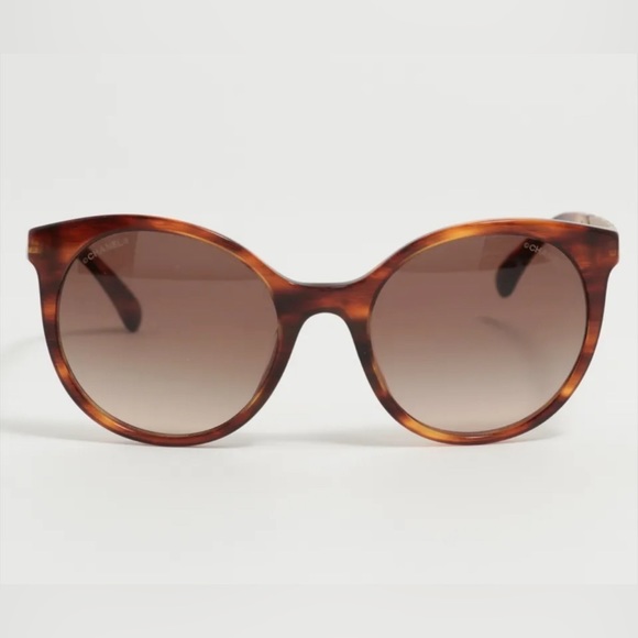 Chanel Tortoise Frame Gold Logo Arm Sunglasses main image 5